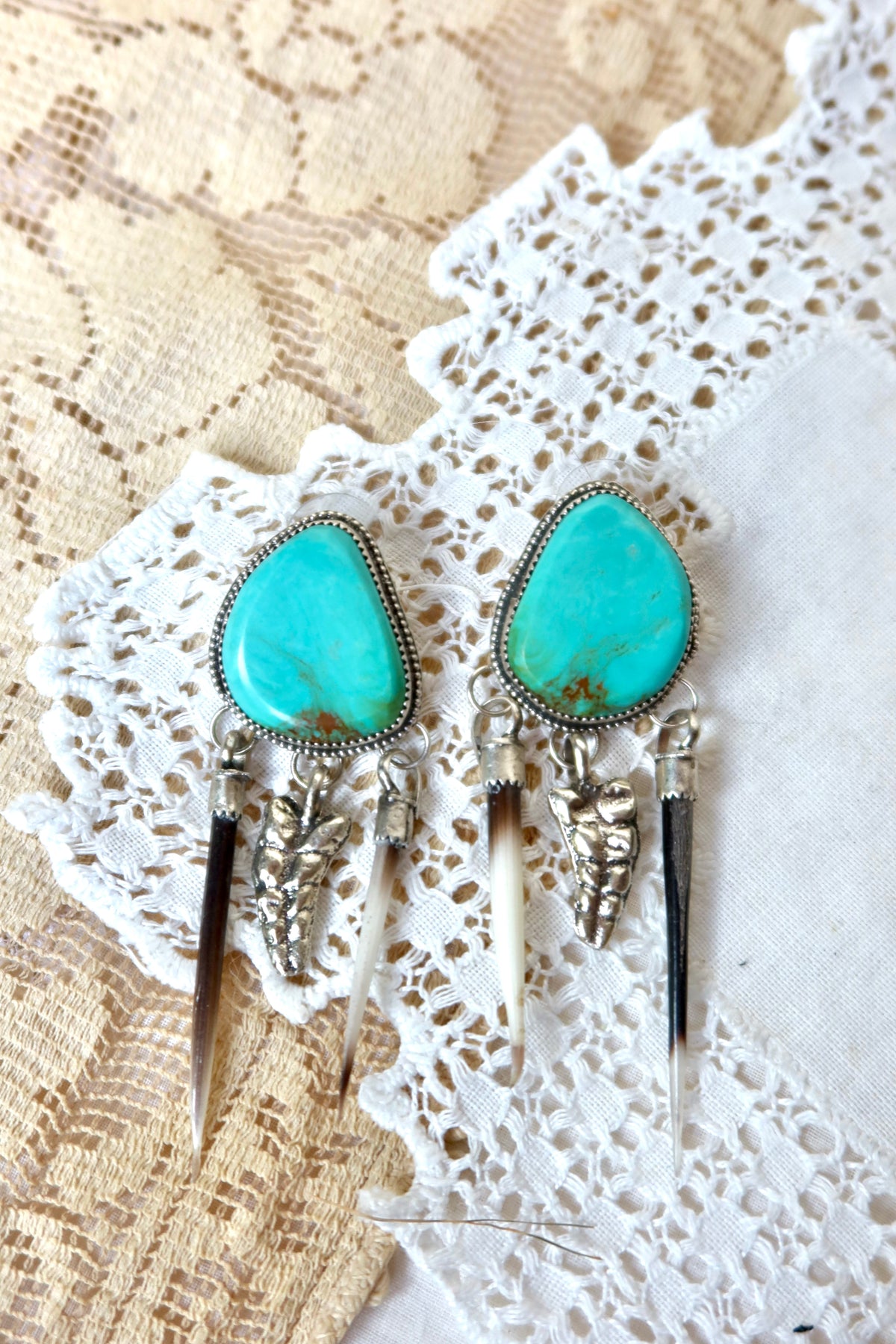 Sterling Silver and Kingman Turquoise Quill Earrings