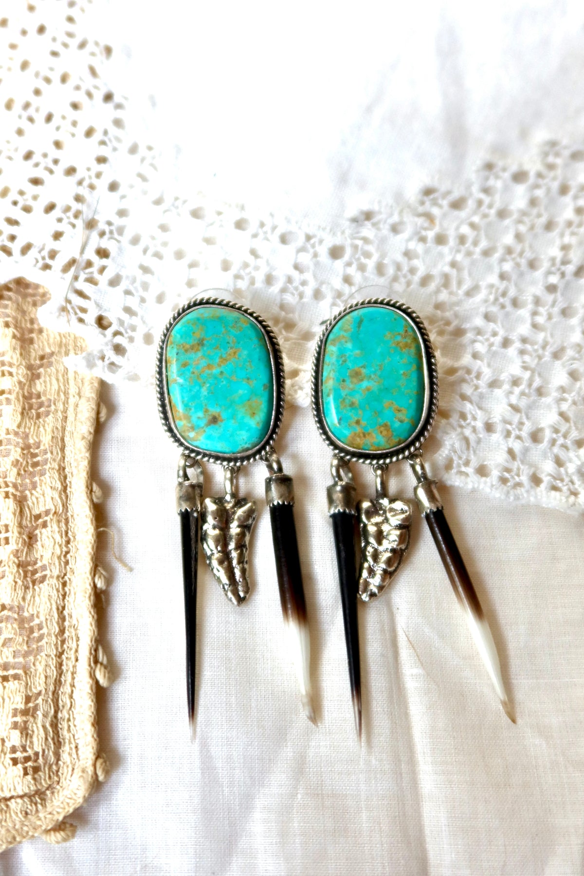 Sterling Silver and Kingman Turquoise Quill Earrings
