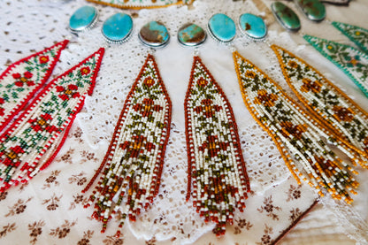 *PREORDER* Sterling Silver and Kingman Turquoise  Beaded Floral Earrings