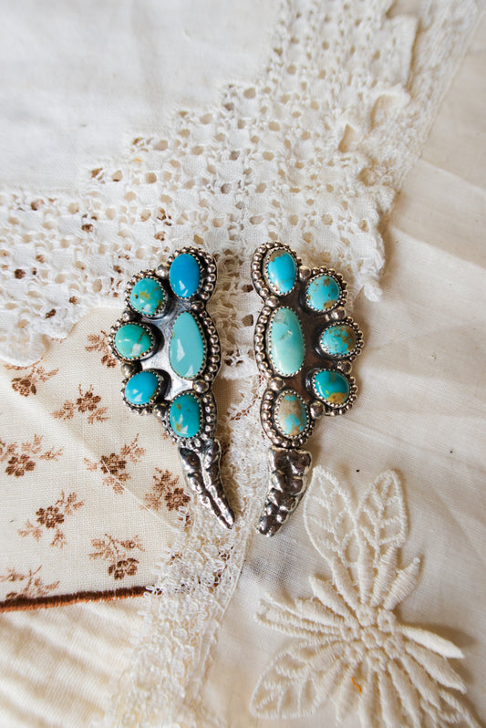 Sterling Silver and Sonoran Turquoise Mix Rattler Earrings