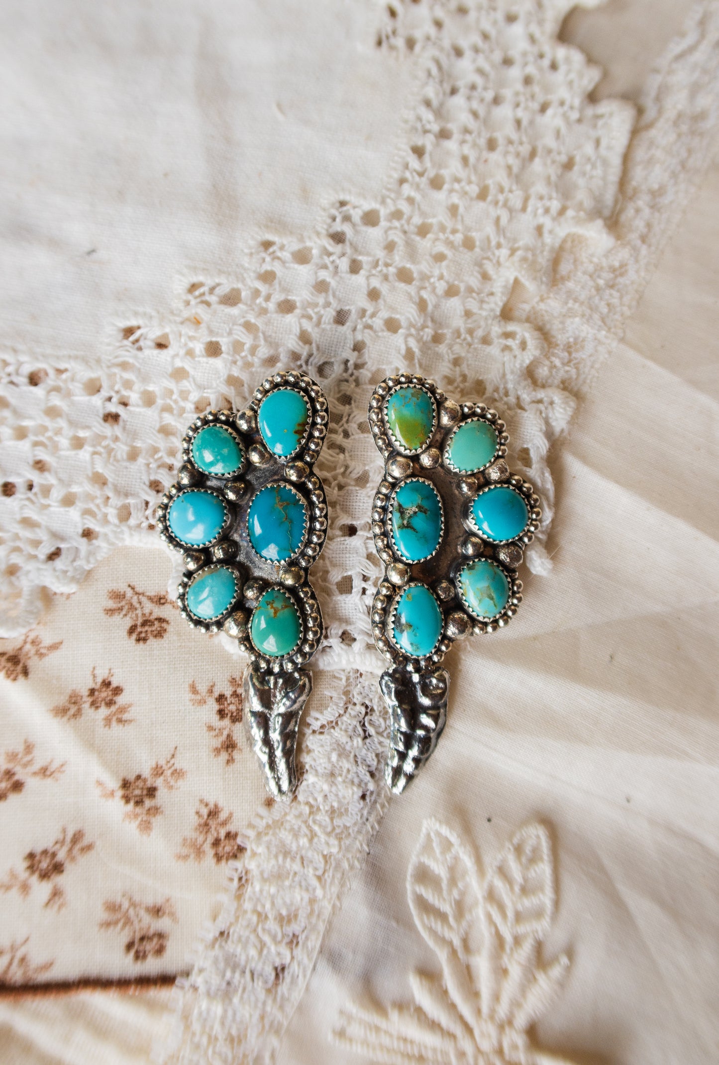 Sterling Silver and Sonoran Turquoise Mix Rattler Earrings