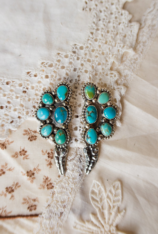 Sterling Silver and Sonoran Turquoise Mix Rattler Earrings