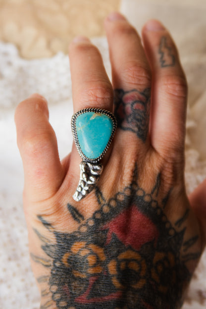 Sterling Silver Kingman Turquoise Rattler Ring Size 5 1/2