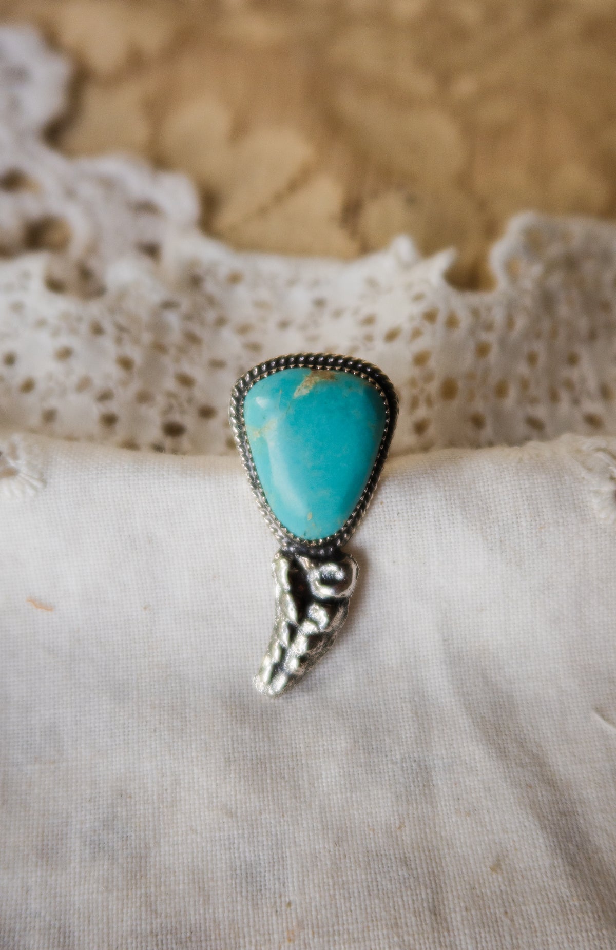Sterling Silver Kingman Turquoise Rattler Ring Size 5 1/2