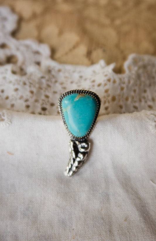 Sterling Silver Kingman Turquoise Rattler Ring Size 5 1/2