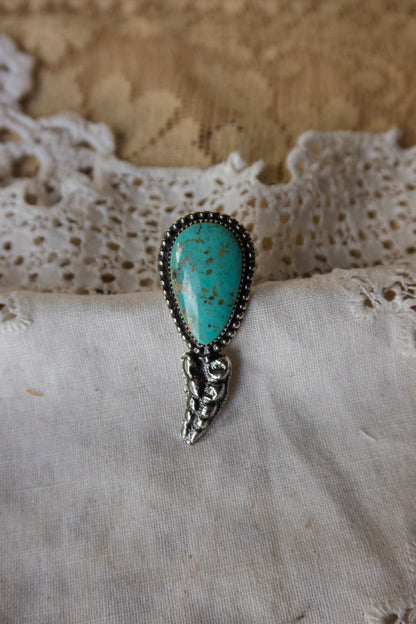 Sterling Silver Kingman Turquoise Rattler Ring Size 8 3/4
