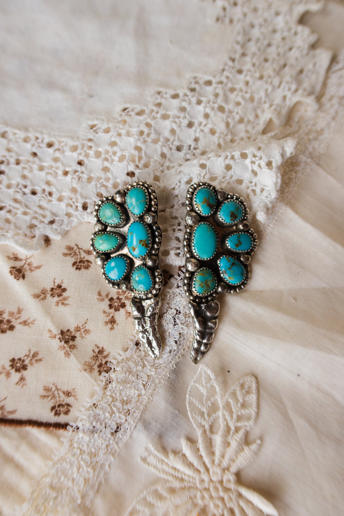 Sterling Silver and Sonoran Turquoise Mix Rattler Earrings