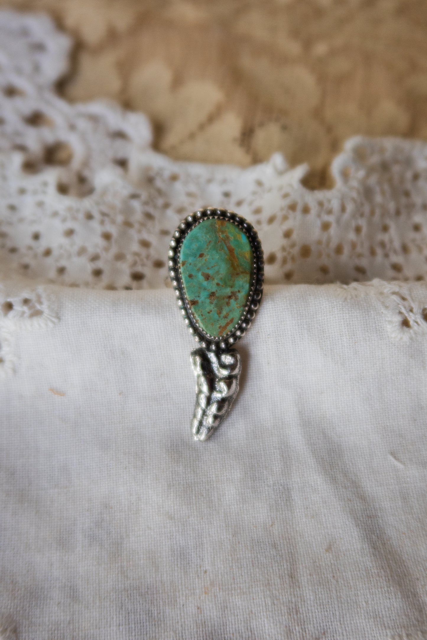 Sterling Silver Kingman Turquoise Rattler Ring Size 9
