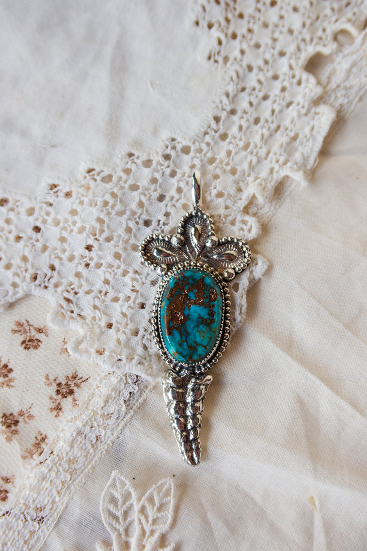 Turquoise Sterling Silver Rattler Pendant