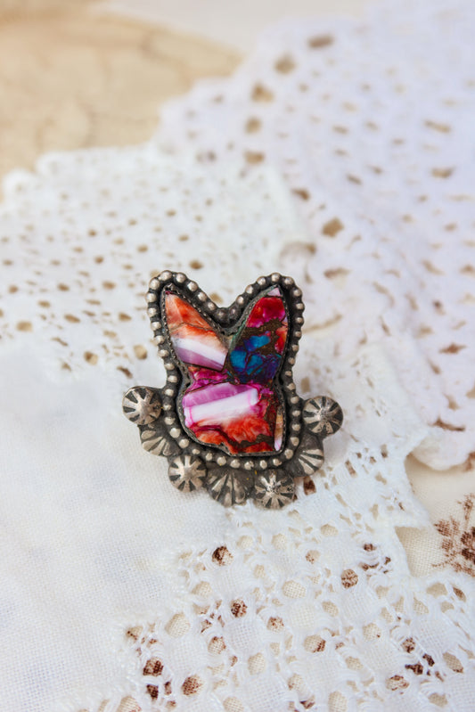 Sterling Silver Pink Dahlia Playboy Ring
